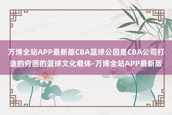 万博全站APP最新版CBA篮球公园是CBA公司打造的穷困的篮球文化载体-万博全站APP最新版