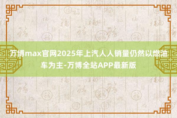 万博max官网　　2025年上汽人人销量仍然以燃油车为主-万博全站APP最新版