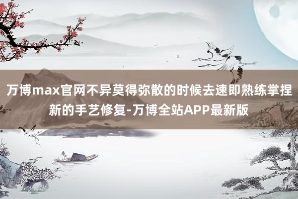 万博max官网不异莫得弥散的时候去速即熟练掌捏新的手艺修复-万博全站APP最新版
