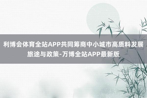 利博会体育全站APP共同筹商中小城市高质料发展旅途与政策-万博全站APP最新版