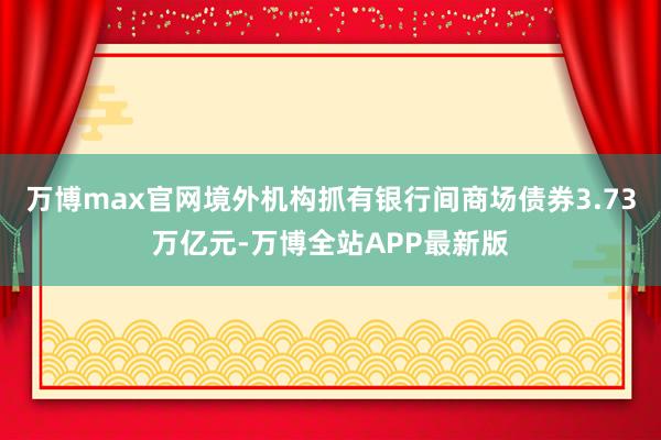 万博max官网境外机构抓有银行间商场债券3.73万亿元-万博全站APP最新版