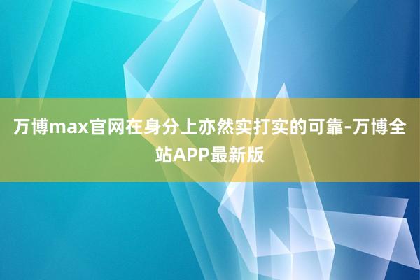 万博max官网在身分上亦然实打实的可靠-万博全站APP最新版
