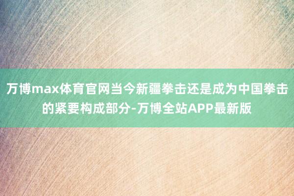 万博max体育官网当今新疆拳击还是成为中国拳击的紧要构成部分-万博全站APP最新版