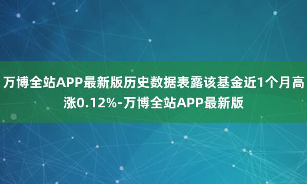 万博全站APP最新版历史数据表露该基金近1个月高涨0.12%-万博全站APP最新版