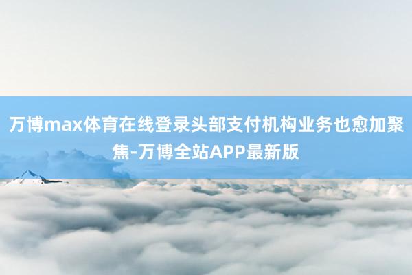 万博max体育在线登录头部支付机构业务也愈加聚焦-万博全站APP最新版
